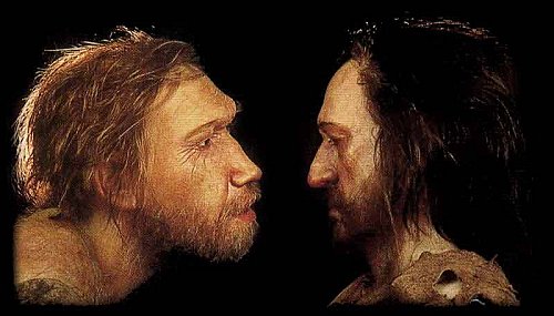 Изображение неандертальца и современного человека